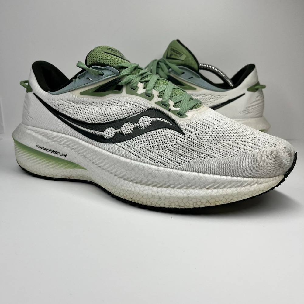 Saucony Triumph 21 PWR Run+ Running Shoes Mens 10 White Umbra Athleisure Comfort